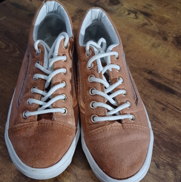 Shelaidon Copper Brown Suede Sneakers with White Laces - Picture 2 of 4